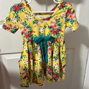 Ruffle Butts Yellow floral Toddler dress 2T